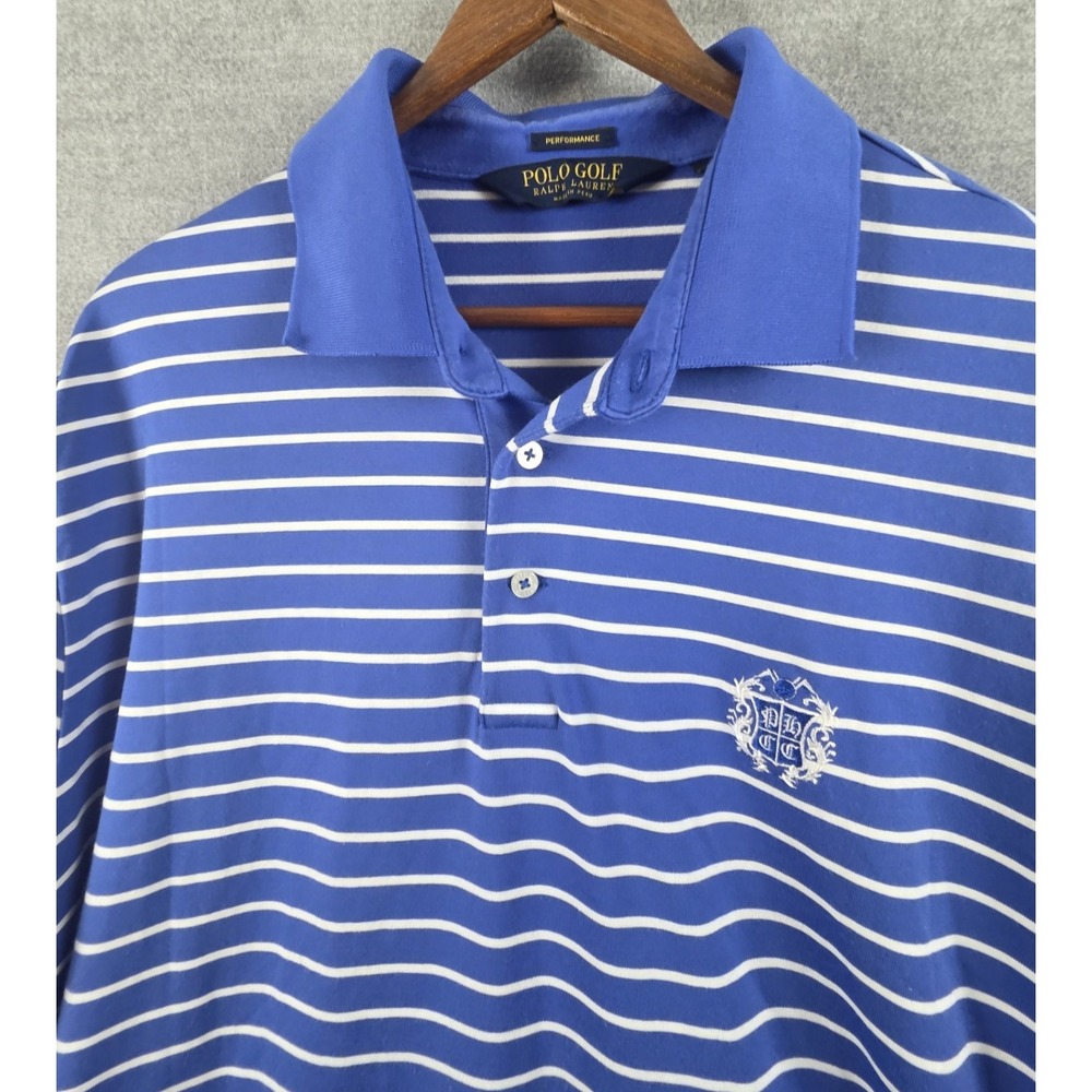 Polo Golf Ralph Lauren Polo Shirt L Crest Logo Rugby Performance Blue Stripe